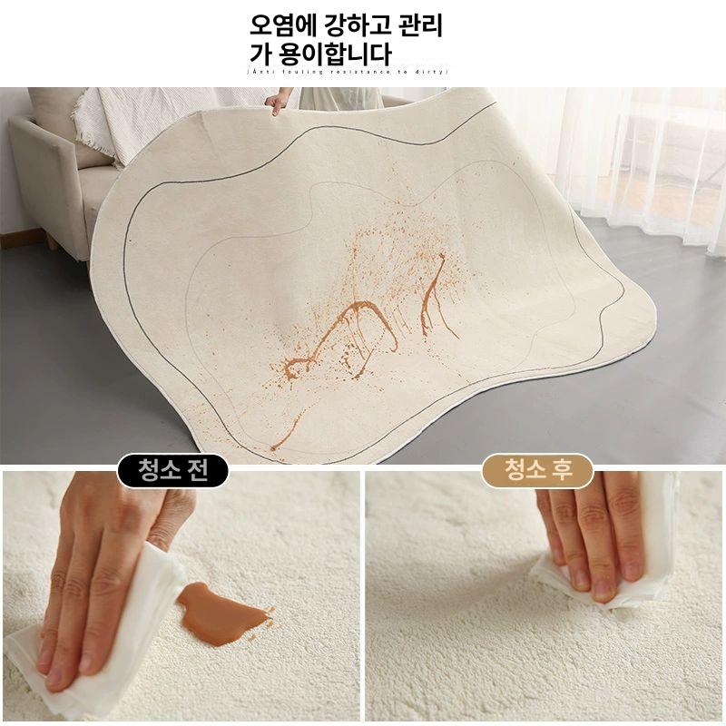 사계절 매트 단모 비정형러그 특이한 거실카페트 먼지없는 감성 모던 불규칙카펫 - 상세 이미지 2