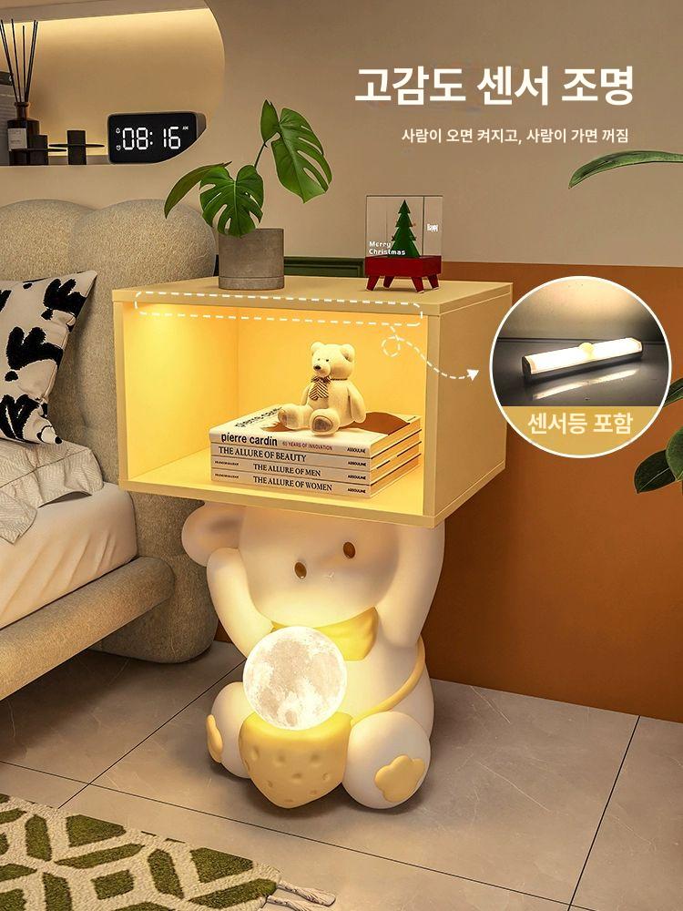 인테리어 토끼사이드테이블 캐릭터 침실 장식 무드등 침대 미니탁자 사이드 트레이 테이블 - 상세 이미지 4