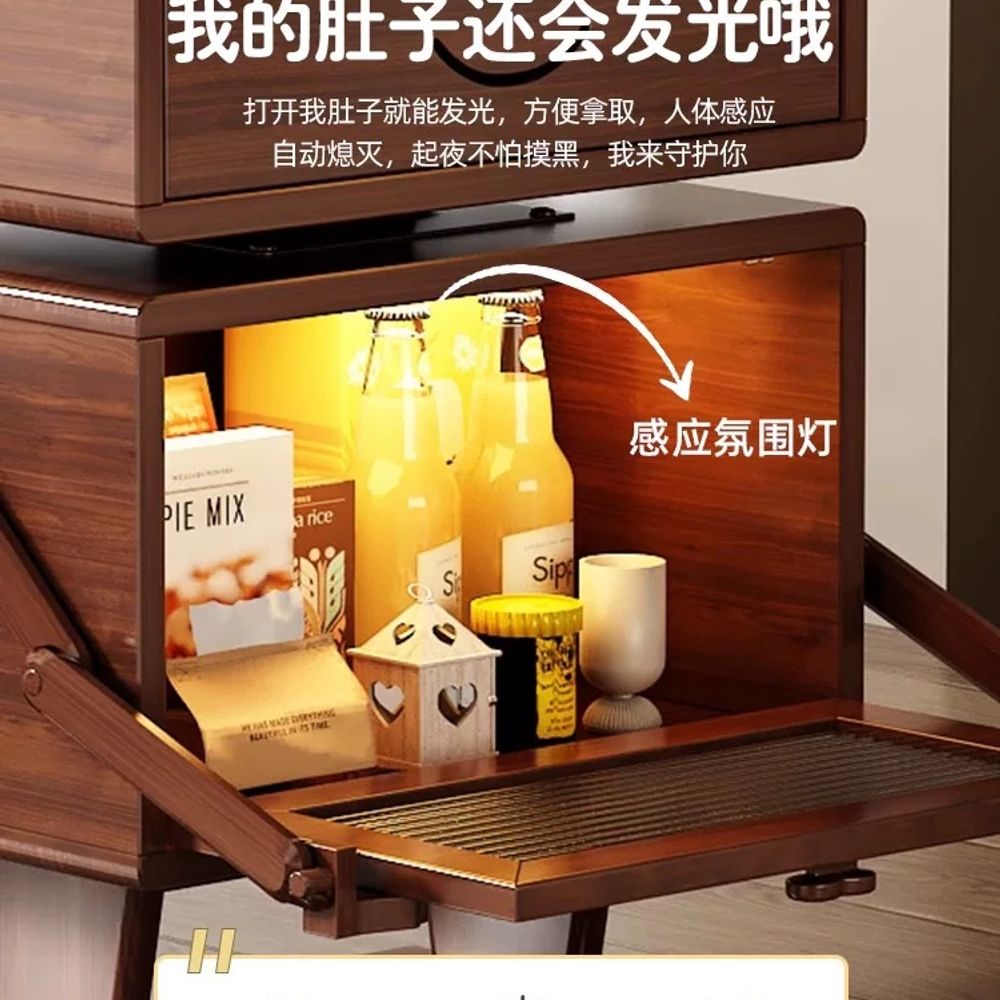 월넛 수납장 원목 사이드캐비닛 거실 테이블 로봇청소기 협탁 우드 이미지 6