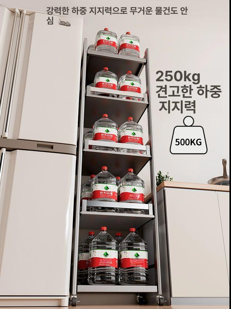 슬라이딩 틈새밥솥장 레일 다용도 틈새장 틈새렌지대 틈새수납장 렌지다이 밥솥선반 - 상세 이미지 4