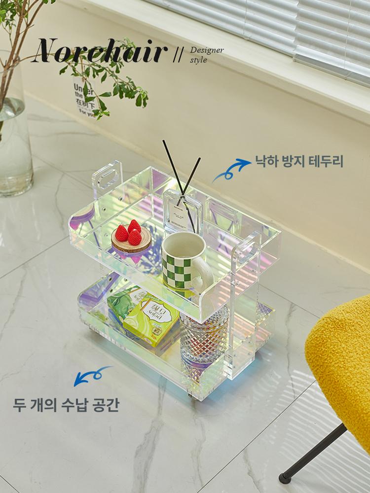 아크릴 트롤리 선반 무지개 수납장 미용실 오로라 카트 홀로그램 - 상세 이미지 4