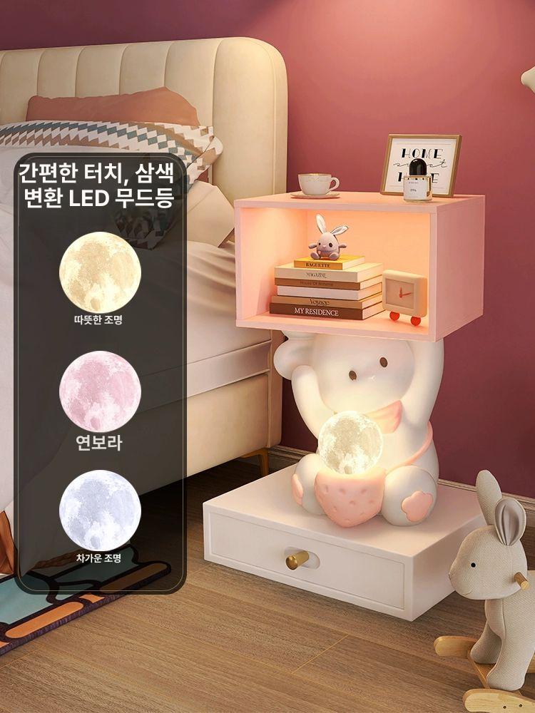 인테리어 토끼사이드테이블 캐릭터 침실 장식 무드등 침대 미니탁자 사이드 트레이 테이블 - 상세 이미지 2