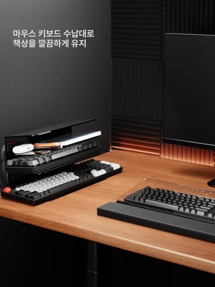 거치대 마우스보관함 프레임 스탠드 수납함 받침대 키보드진열대 다층 - 상세 이미지 3
