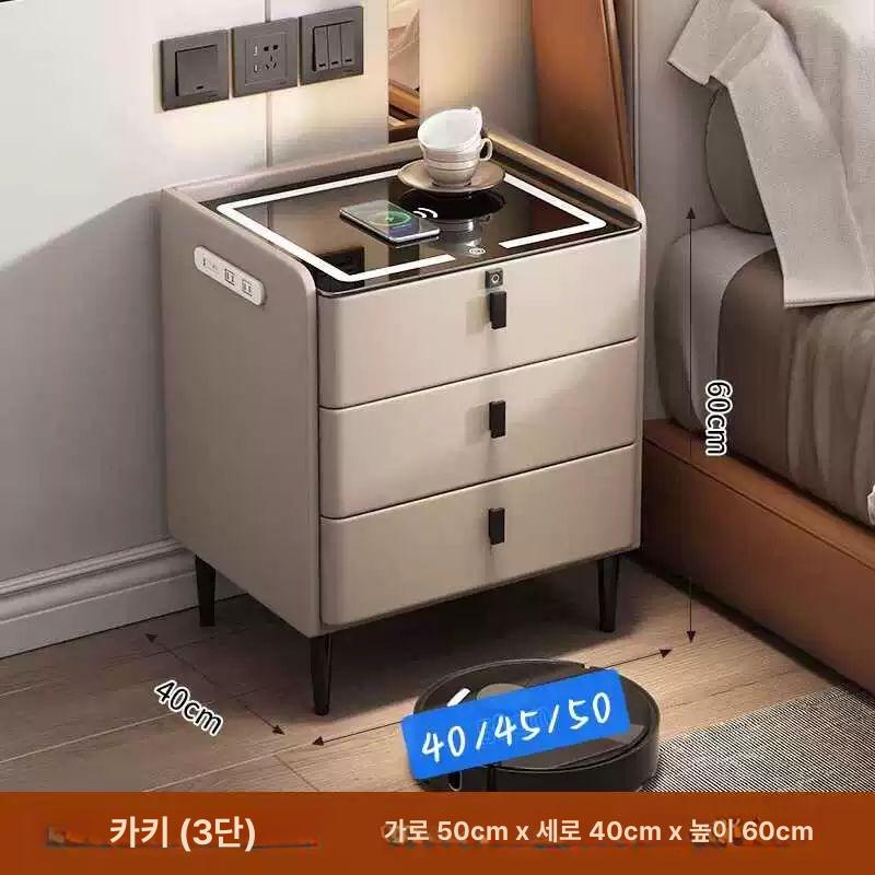 무선충전 협탁 LED 조명 수납장 침실 소형 나이트테이블 멀티수납 현대식 - 상세 이미지 4