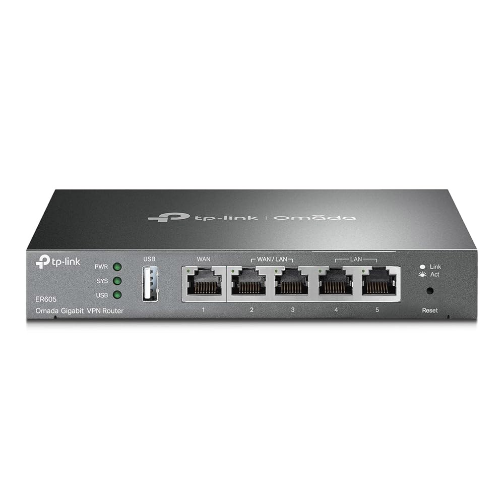 TP-Link ER605 V2 유선 기가비트 VPN 라우터, 최대 3개의 WAN 이더넷 포트 + 1개의 USB WAN, SPI 방화벽 SMB 오마다 SDN 통합, 로드 밸런스, - 상품 이미지