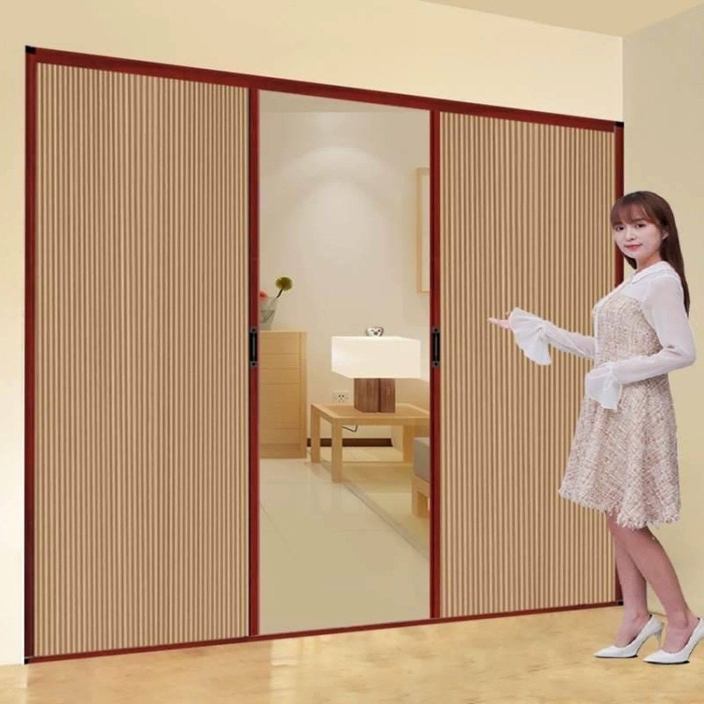 슬라이딩도어 주문제작 가로 1830 수납장 렌지대 자바라 풀 중문 홀딩도어 허니콤 원목 - 상세 이미지 3