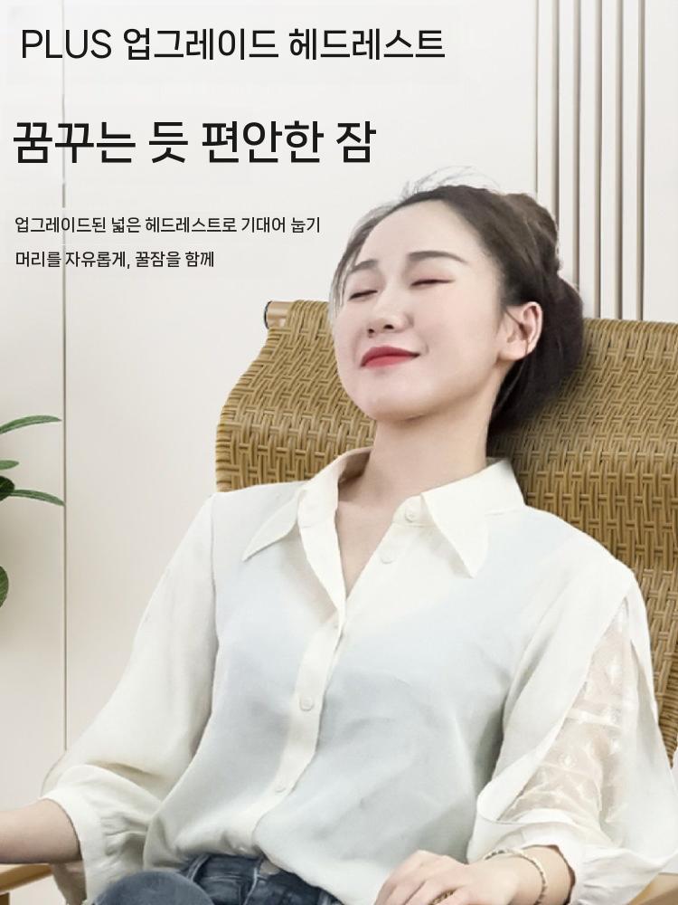 접이식 라탄 의자 원목 등나무 라탄체어 우드 식탁 카페 낮잠 휴대용 등받이 테라스 원형 - 상세 이미지 5