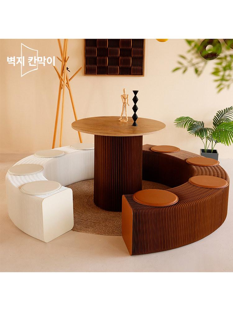 아코디언 종이 의자 벤치 접이식 휴대용 크라프트 크래프트 높이 가구 실내 - 상세 이미지 3