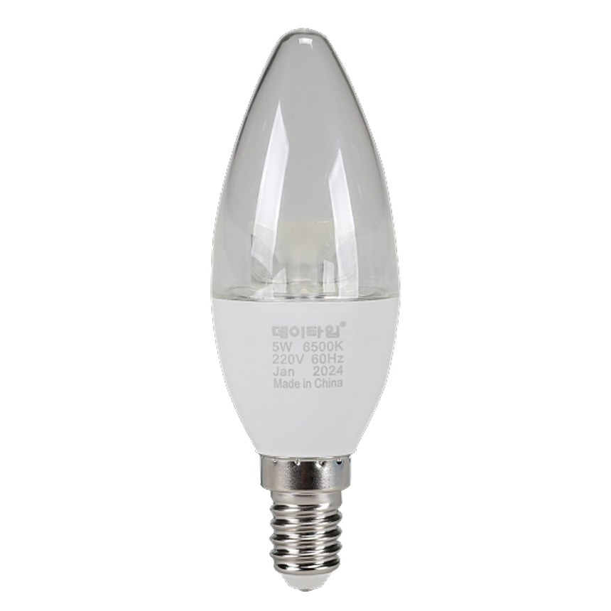 LED 촛대구 투명 5W E14 주광색 6500K 촛불 꼬마 전구 램프 데이타임 - 상세 이미지 2