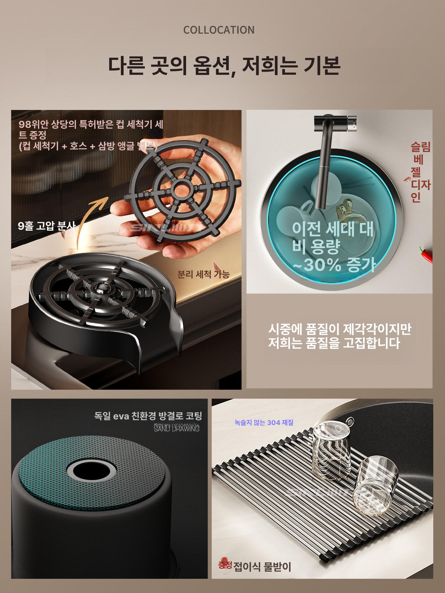 블랙 원형싱크볼 주방 라운드 미니싱크볼 교체용 워시볼 세정대 기본형 - 상세 이미지 2