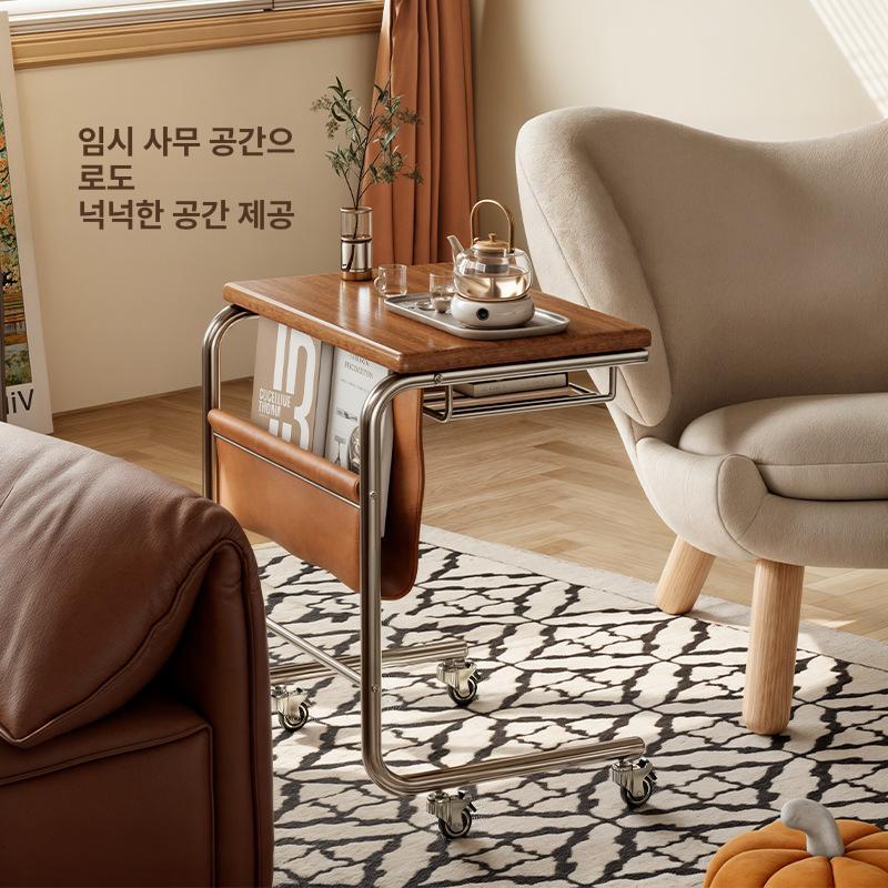 이동식 독서테이블 소파앞 바퀴달린 협탁 사이드 독서책상 보조테이블 각도 좌식 탁자 - 상세 이미지 5