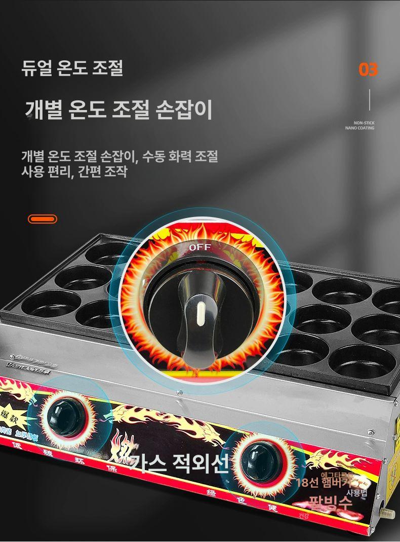 햄버거버너 후라이팬 계란 주방 버너 대형 더플레이트 철판 업소용 스테이크 사각 전열 - 상세 이미지 3