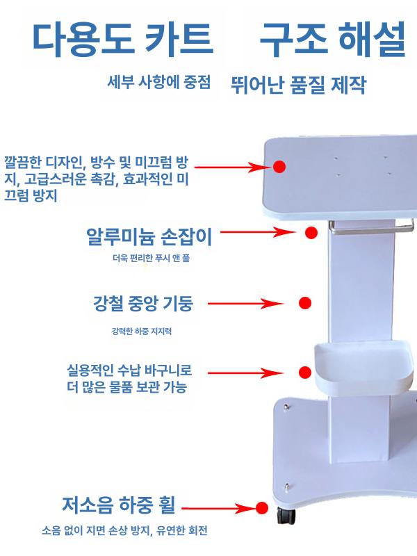 거치대 보관랙 의료용 바퀴 타이어 휠 수납 진열대 디스플레이 스탠드 이동선반 웨건 - 상세 이미지 5