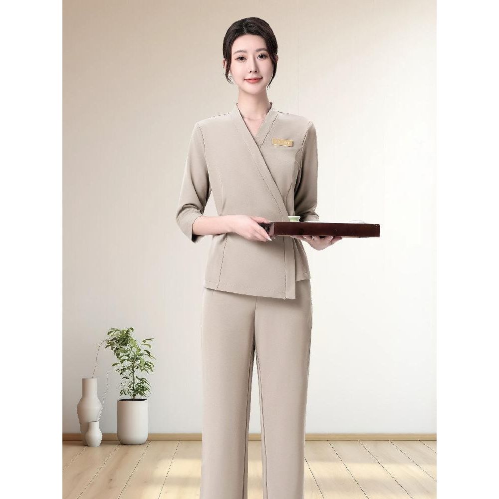 관리실 칠부소매 뷰티샵 세라복 할로윈 여성 의상 파티 코스프레 코스튬 세트 반팔 드레스 - 상품 이미지