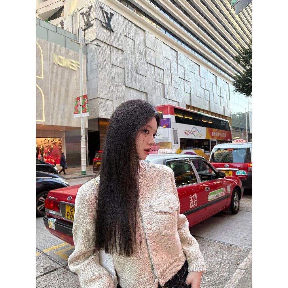 텍스쳐 여성용 간절기 기본 긴팔 루즈핏 허리길이 자켓 라운드넥 반팔 니트가디건 텍스처 가을 라이트 오트밀 (1차) S - 상품 이미지