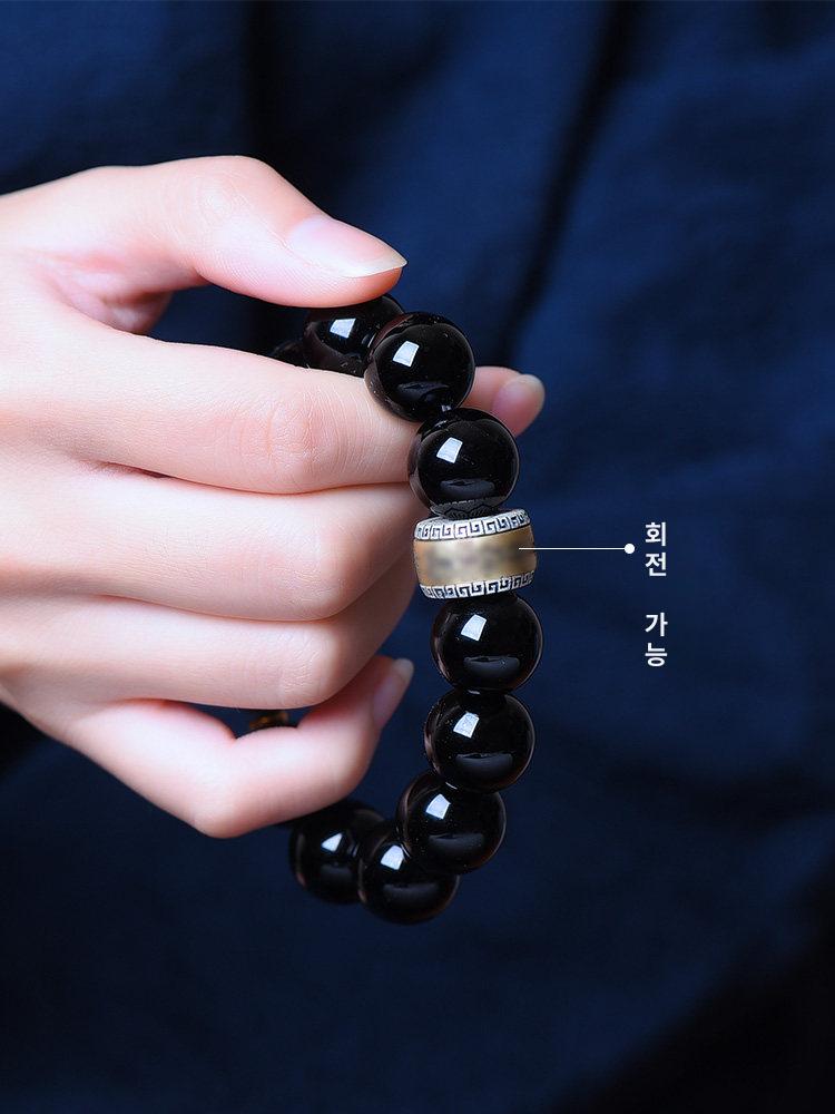 흑요석 염주팔찌 블랙 검은 힐링 여성용 남성용 디자인 천연원석 액세서리 파워스톤 - 상세 이미지 4
