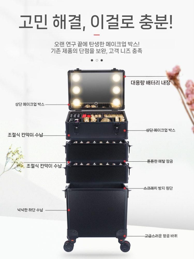 전문가용 케이스 조명 대용량 스튜디오 라이트 보관 가방 사진 수납 방송 캐리어 렌즈 - 상세 이미지 2