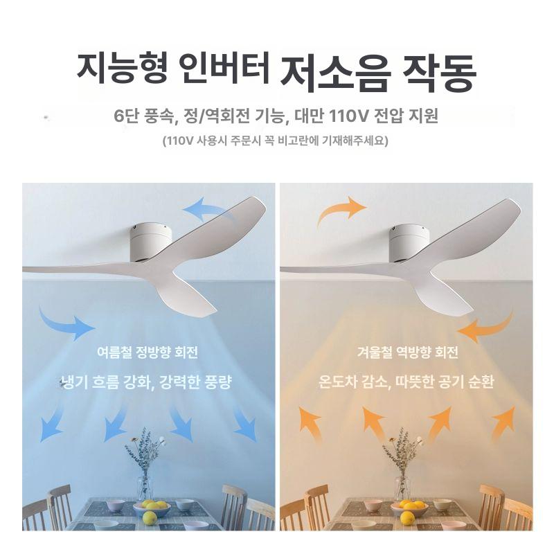 52인치 실링펜 천정형 설치 아기방 공기순환 거실실링팬 조명 아파트 팬앤코 층고 이미지 6