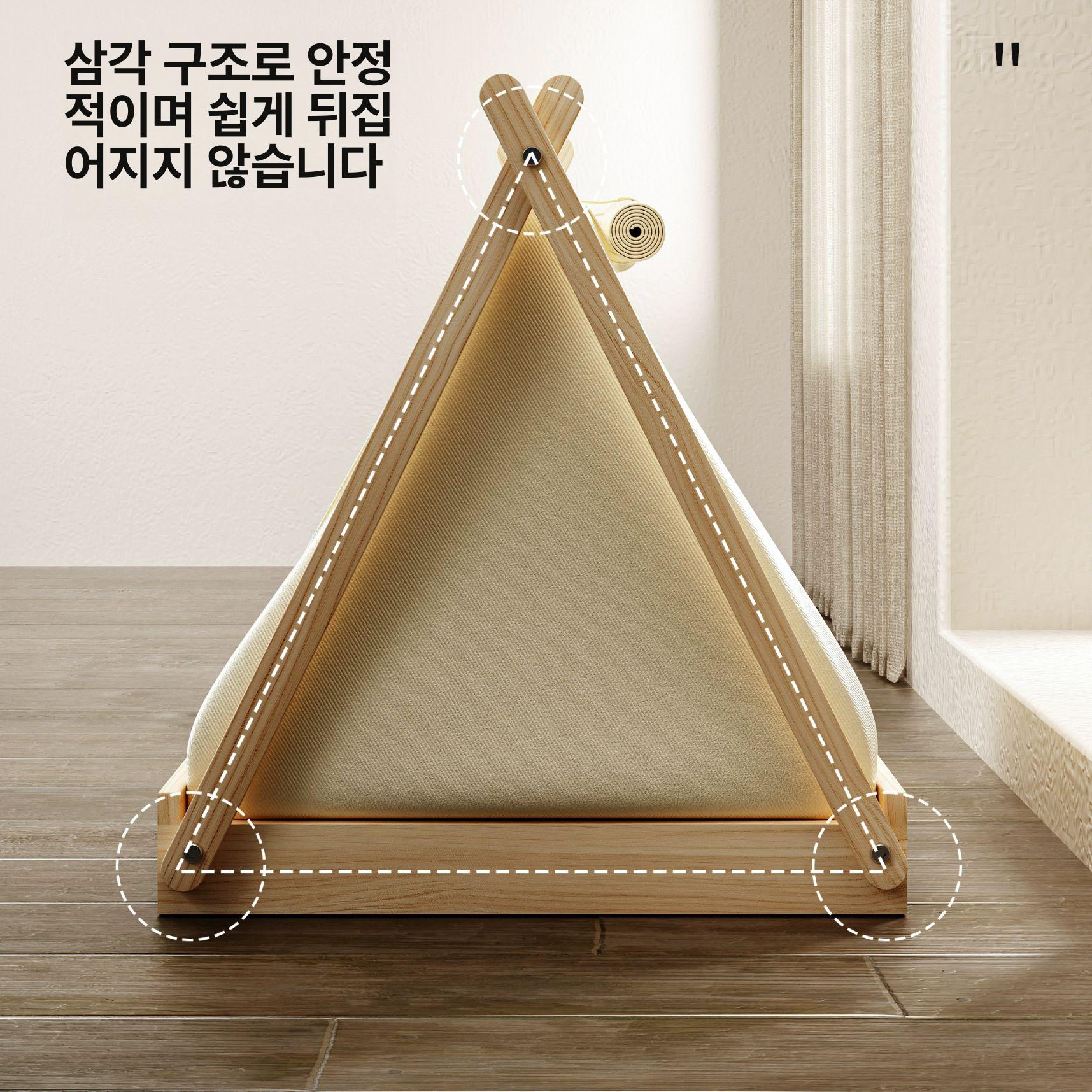 원목 애견텐트 매트 고양이집 사계절 강아지집 고양이하우스 대형 펫텐트 - 상세 이미지 4