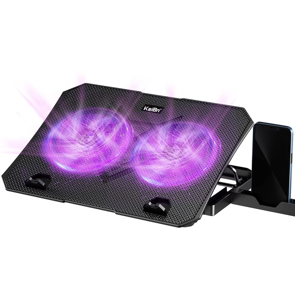 KeiBn 업그레이드 노트북 쿨러 USB 높이 2개 팬, 패드, 5개, 스탠드 포트 노트북용 2개(S039퍼플) 냉각 1015.6인치 Blue - 상품 이미지