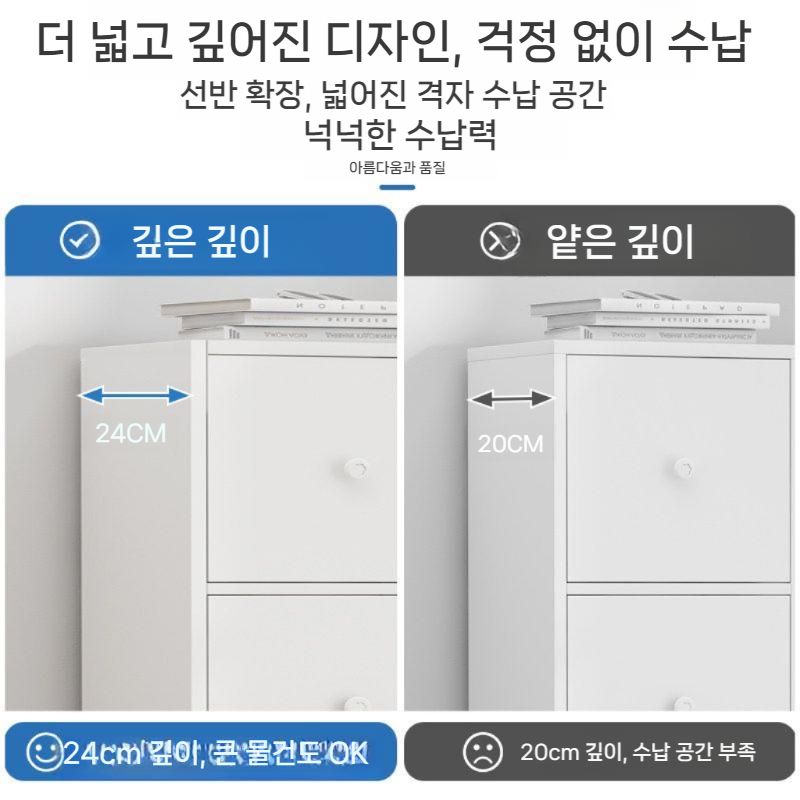 선반 거실수납장 슬림 주방 슬라이딩 사이드 서랍장 수납함 침대 틈새 폭좁은 틈새장 캐비닛 - 상세 이미지 3