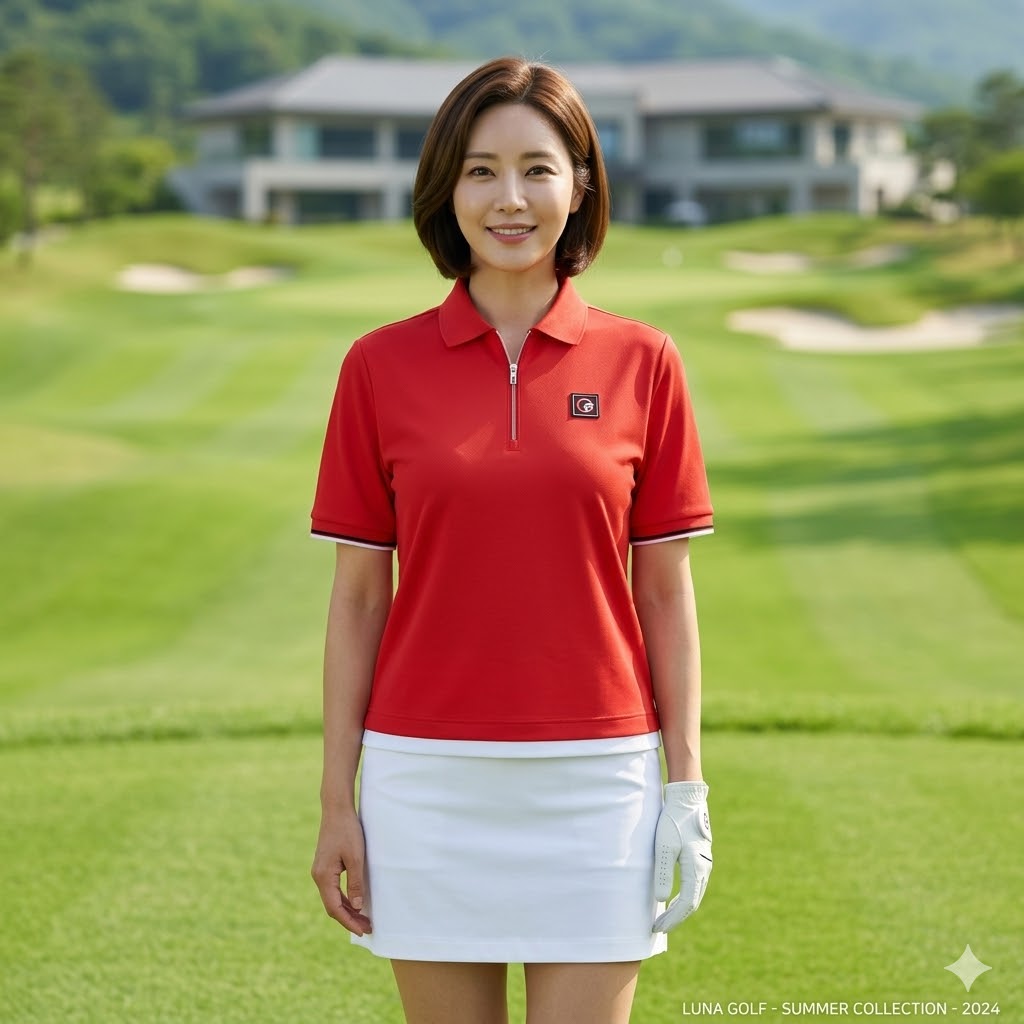 FANTOM 팬텀 여름 여성 골프웨어 필드룩 클래식무드 카라 골프 반팔티셔츠 - 상품 이미지