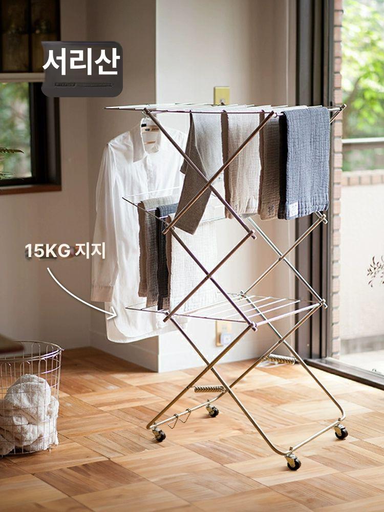 타워형 건조대 접이식 미니 이동 수건 미니건조대 바퀴 걸이 빨래건조대 빨래 힛토리 튼튼한 - 상세 이미지 2