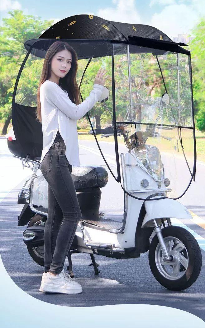 배달 오토바이 차양막 접이식 양산 가림막 바람막이 캐노피 우산 지붕 그늘막 덮개 - 상품 이미지