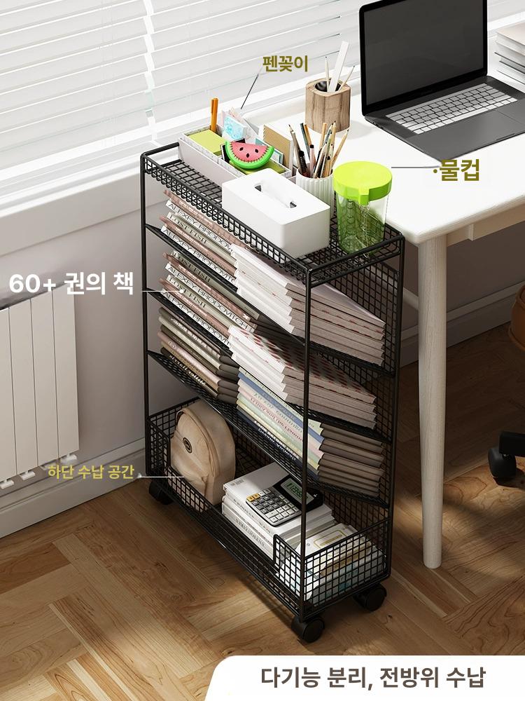 철제 서류트레이 정리 수납장 트롤리 주방 바퀴달린선반 문서 간이 틈새선반 슬라이드 - 상세 이미지 2
