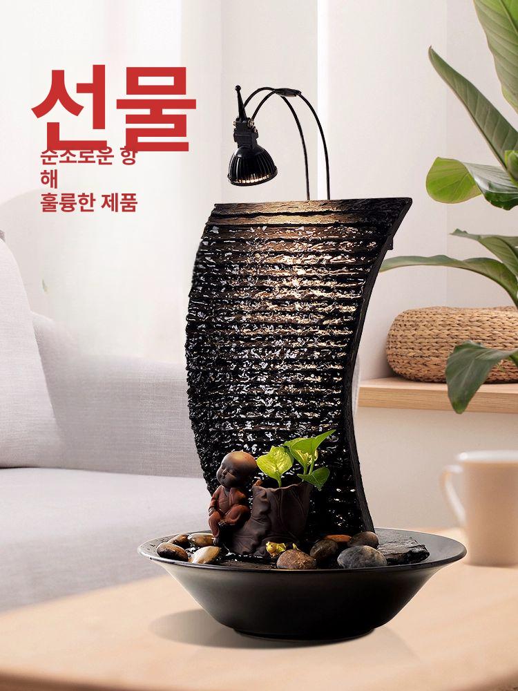 사무실 실내분수대 장식 수막벽 미니분수대 조명소품 흐르는 현관 물소리 선물 - 상세 이미지 2
