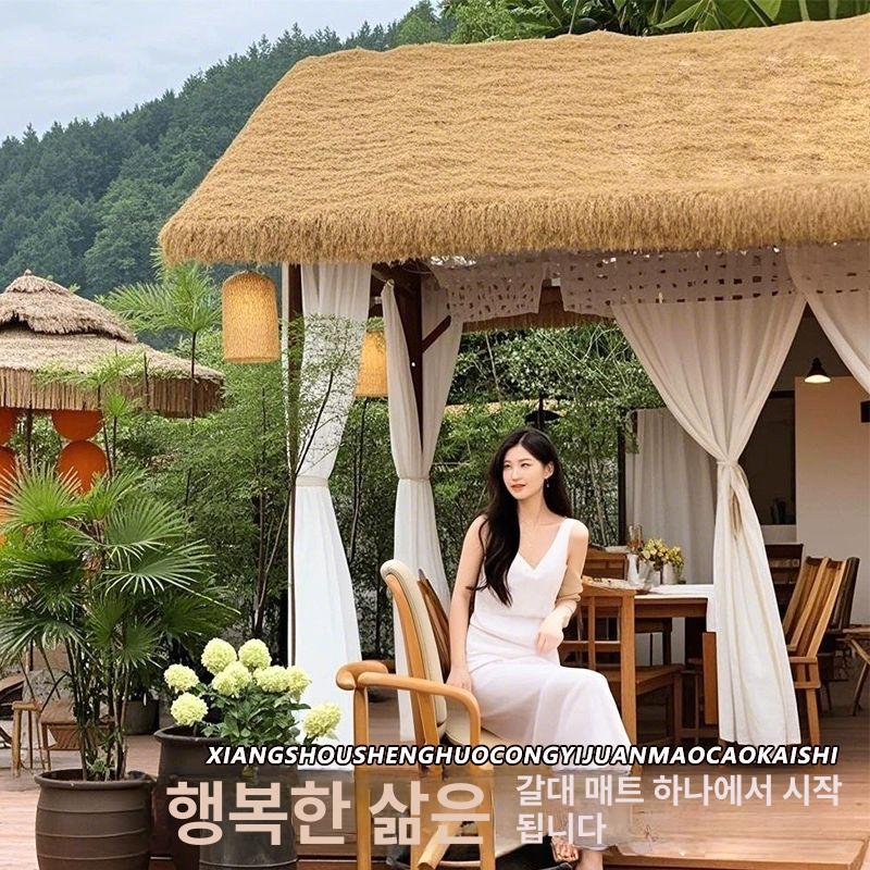 지푸라기 지붕 인조 인테리어 장식 초가 농가 볏집 꾸미기 길이 휴양지 시골 볏단 - 상세 이미지 5