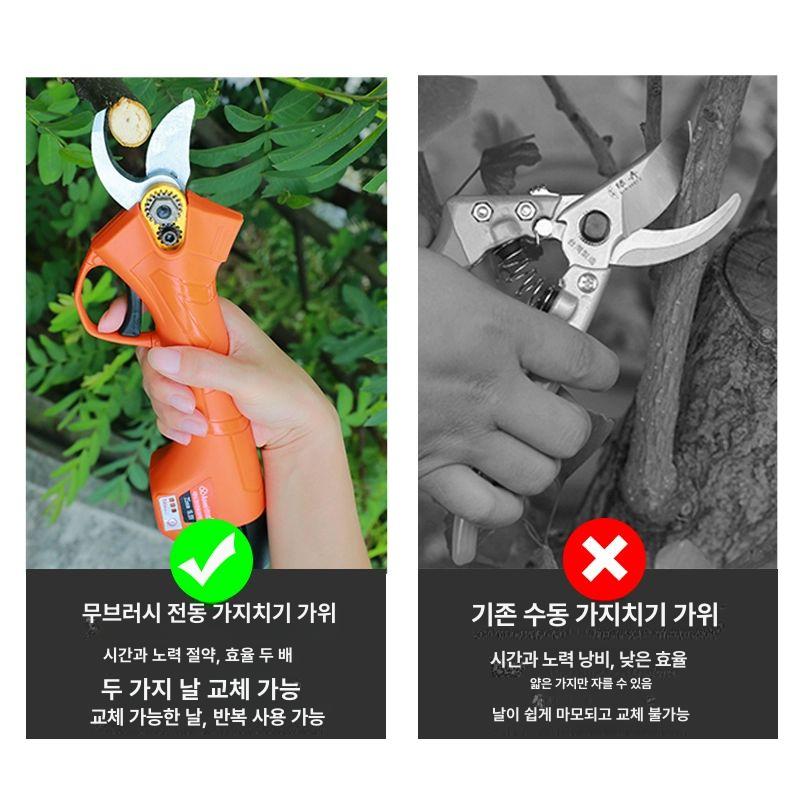 가벼운 충전전지가위 무선 리튬 절단용 가지치기 원예 전동 배터리 전정 고지가위 - 상세 이미지 3