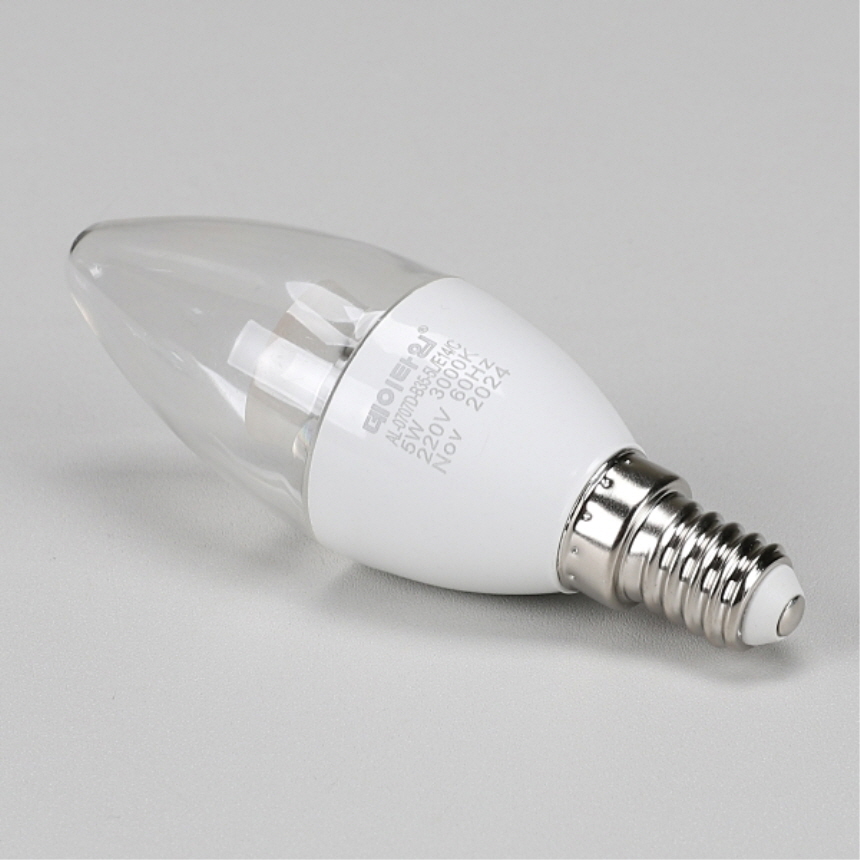 LED 촛대구 투명 5W E14 전구색 3000K 촛불 꼬마 전구 램프 데이타임 - 상세 이미지 4