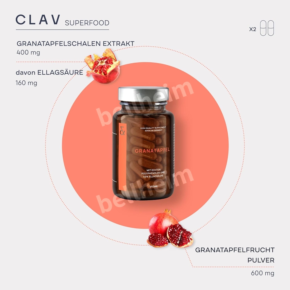 클라브 석류 콜라겐 엘라그산 폴리페놀 비건 캡슐 1000mg - 상세 이미지 4