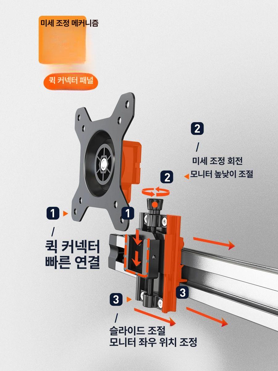 모니터 거치대 듀얼 암 스탠드 회전형 높이조절 책상 거치 다각도 조정식 - 상세 이미지 4