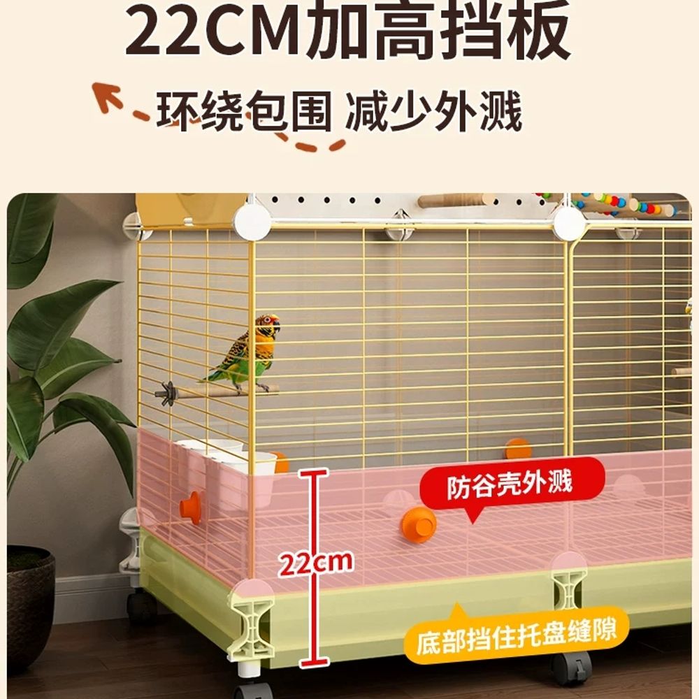 바퀴달린 새장 대형 앵무새 이동식 조류 횟대 둥지 스테인리스 실내 케이지 - 상세 이미지 2
