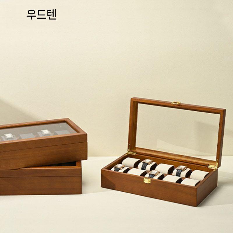 럭셔리 원목시계보관함 손목시계 악세서리 시계보관함 보석 수납 보석함 가죽 디스플레이 - 상세 이미지 4