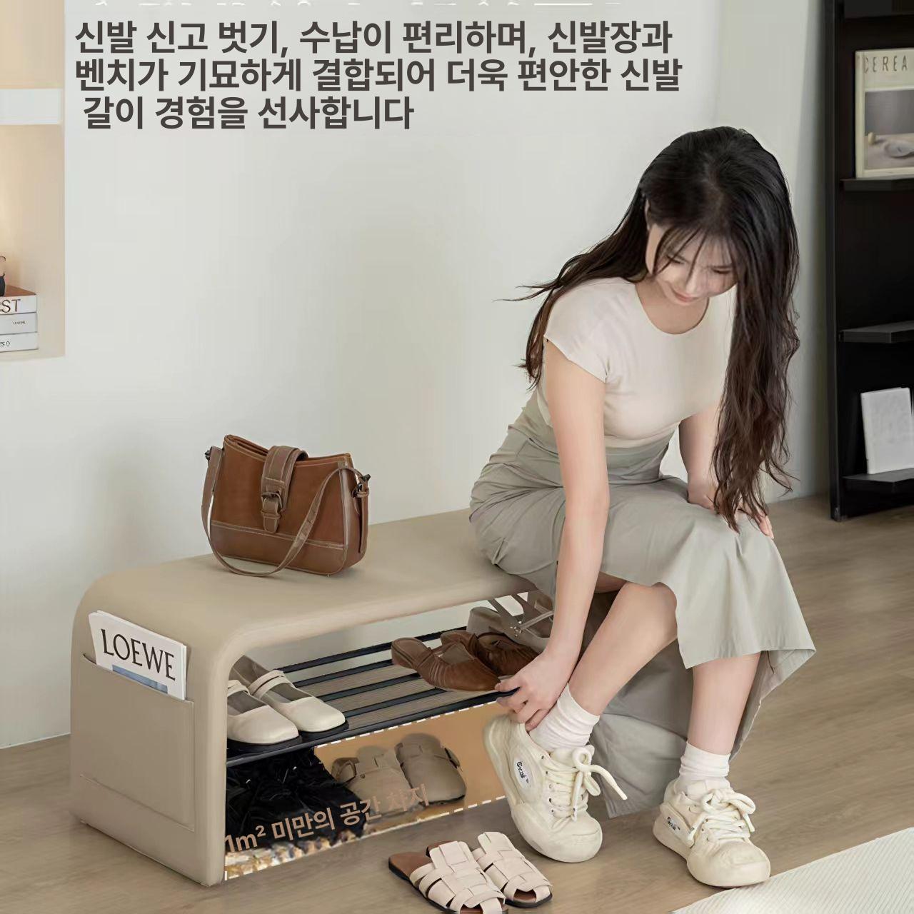 정리함 수납장 현관벤치 원룸 슈즈스툴 현관의자 입구의자 드레스룸 벤치의자 - 상세 이미지 3