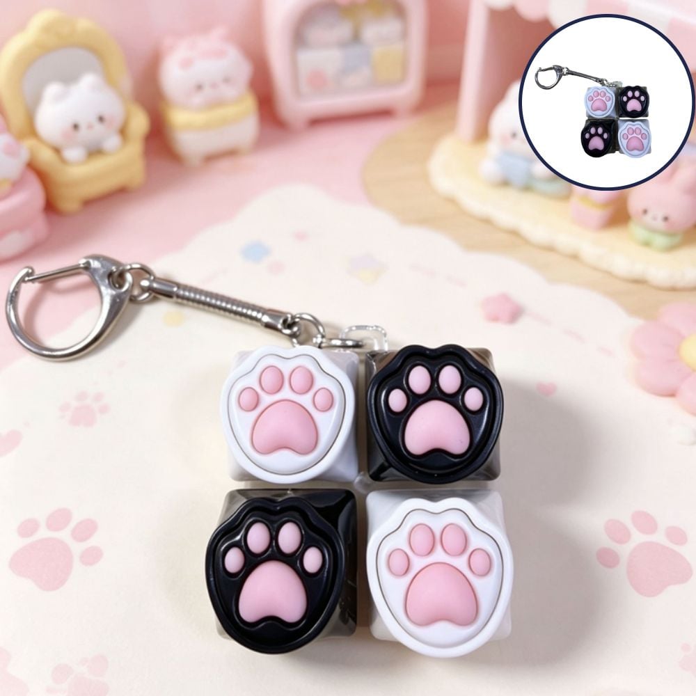 LED고양이 키캡키링 키보드 딸깍이 클리커 열쇠고리 - 상품 이미지