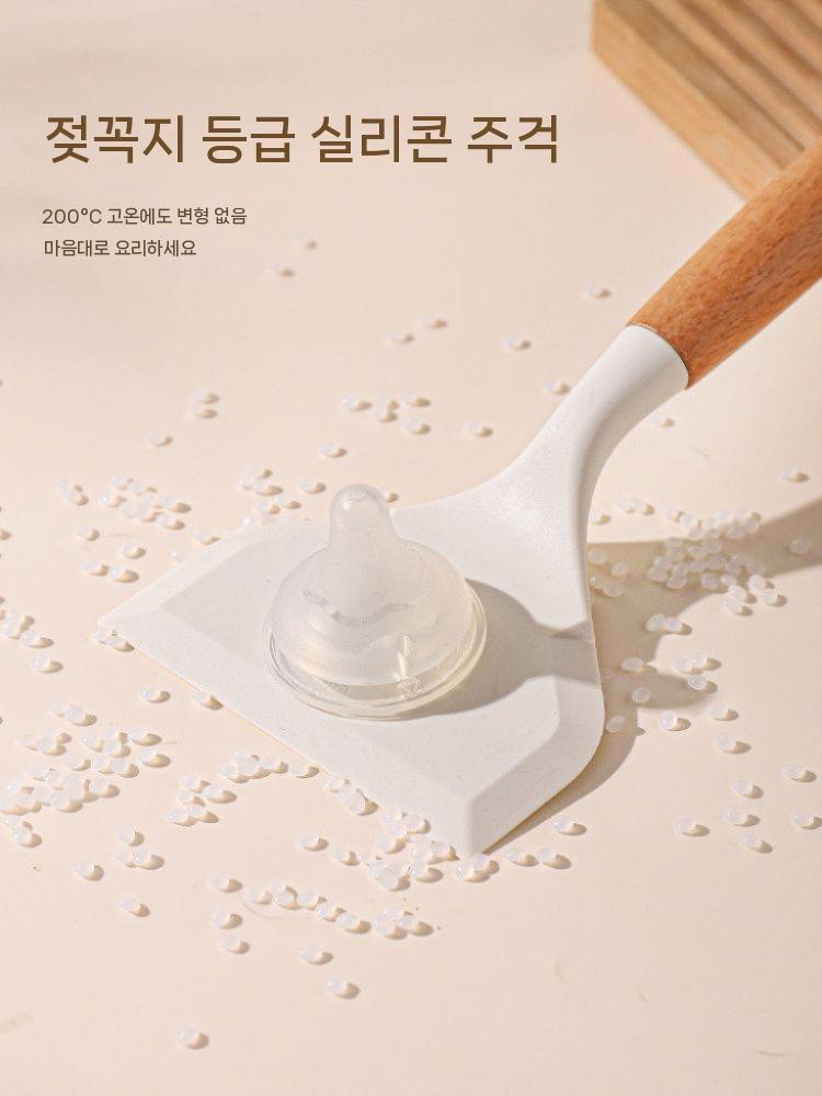 1pc 주걱 실리콘 나무 이유식 스파츌라 스크레이퍼 스틱 숟가락 장주걱 세트 밥 스푼 - 상세 이미지 3