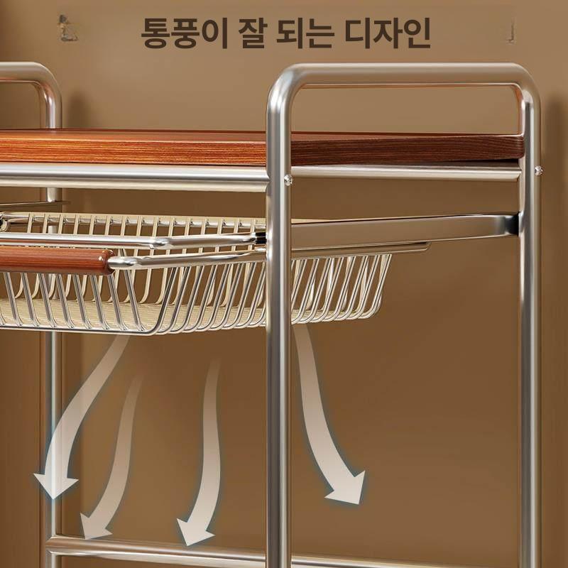 미니 레인지대 선반 렌지대 받침대 랙 수납장 레일 전자렌지 정리대 전자레인지거치대 - 상세 이미지 4