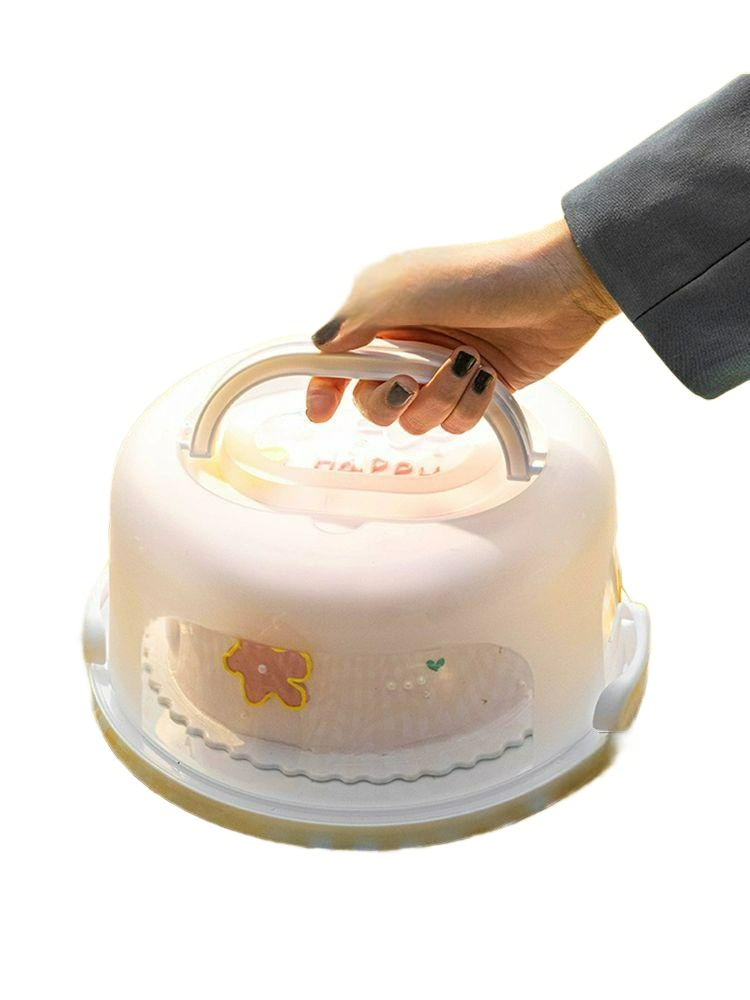 용기 케이크보관통 플라스틱 원형 음식보관 손잡이 보관함 박스 덮개 보관케이스 - 상품 이미지