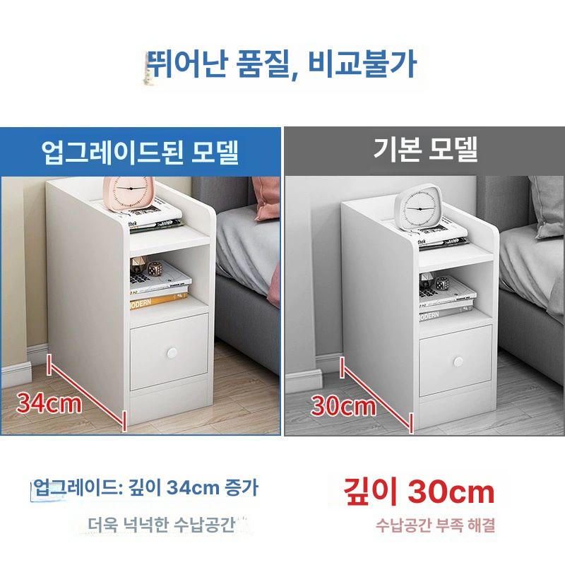 폭좁은 틈새협탁 슬림 침실 틈새수납장 서랍 다용도 침대옆선반 미니협탁 틈새장 모던 - 상세 이미지 3