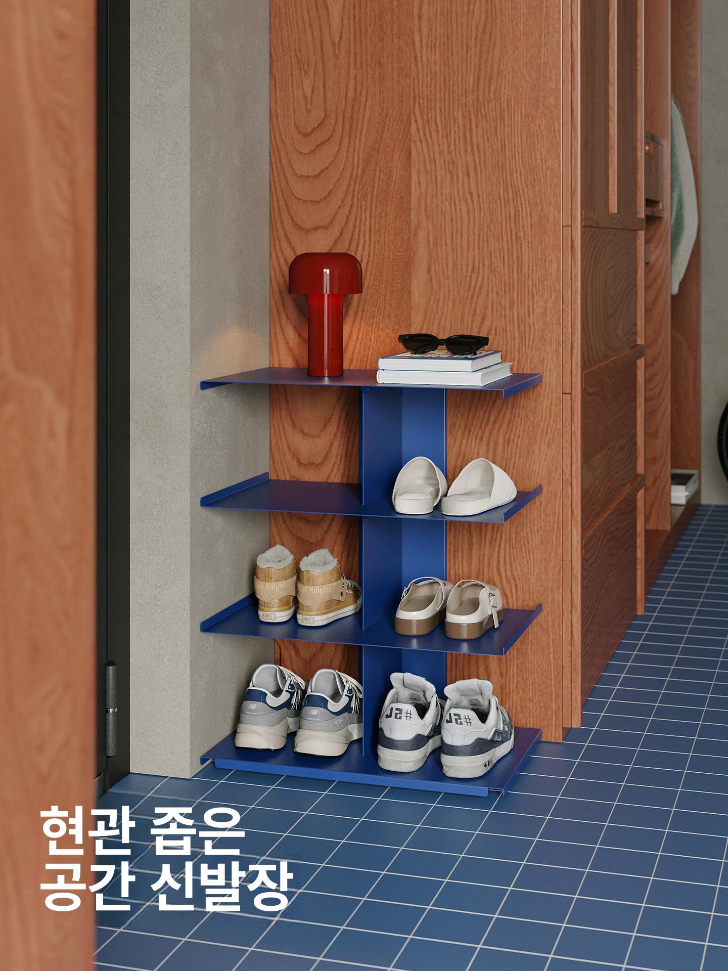컬러 현관신발장 포인트 인테리어 정리대 입구 현관장 정리함 수납장 슈즈랙 공간활용 - 상세 이미지 2