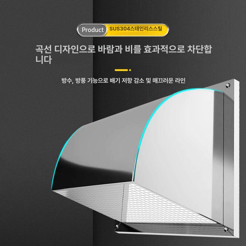 외벽 환풍기 방우커버 스테인리스 배출 후드 통풍구 덕트 보호 비가림 - 상세 이미지 2