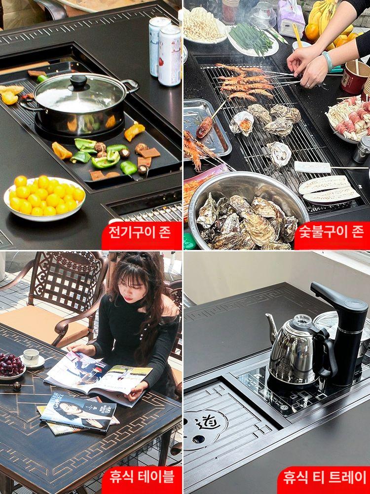 발코니 주물테이블세트 탁자 야외테이블 야외용 바베큐 고급 북유럽 야외철제테이블 - 상세 이미지 4