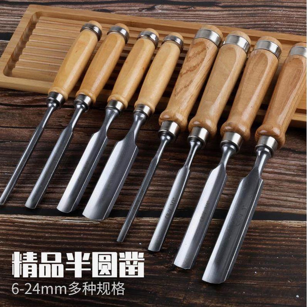 치즐 목공 핸들 우드카입키트 홈파기 조각칼 전동조각칼 카빙나이프 조각도 반원형 목수 1 6MM/반원외날 - 상세 이미지 3