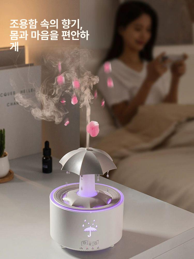 빗소리 가습기 플러그형 기본 조명 모의빗방울 우산분수 스탠다드 가정용 물방울 물멍 - 상세 이미지 3