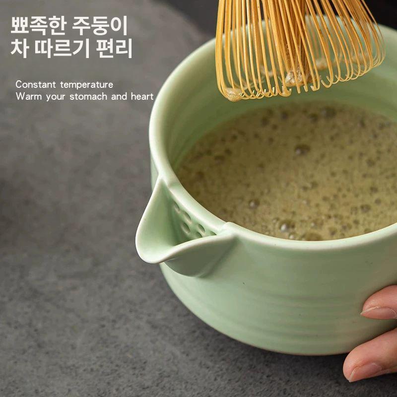 말차 차 찻그릇 세트 브러시 말차솔 휘핑기 다도 대나무 차시 도구 격불 도자기 - 상세 이미지 3