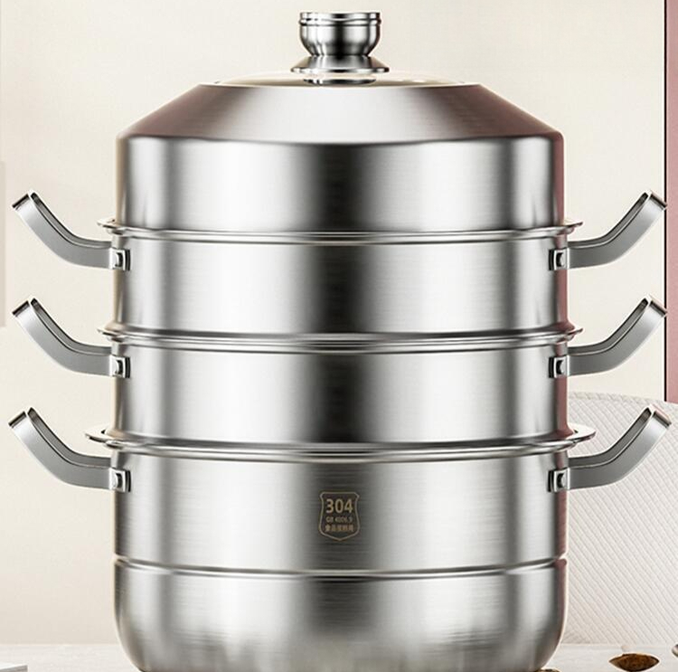 4단 찜솥 대형 스텐 업소용 스테인레스대형찜판 대용량 찜 찜기 만두 찐빵 초두꺼운 - 상품 이미지